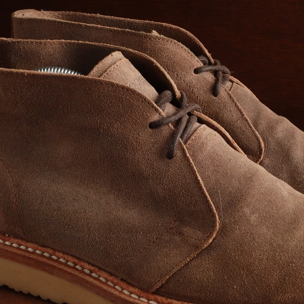 Rhodes Boots Men SZ 10.5 Brown Chukka Wedge Suede Heritage Classic Comfort Ankle